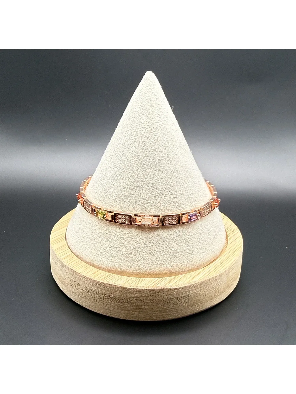 candy+clover gold and crystal cuff bangle rose gold tone bracelet 7.5 inch